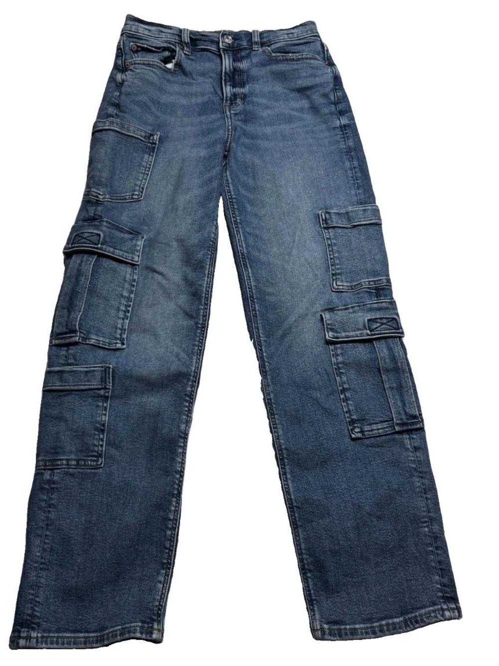 American Eagle Super High Rise Baggy Straight Jeans Women's Size 2 Blue Y2K